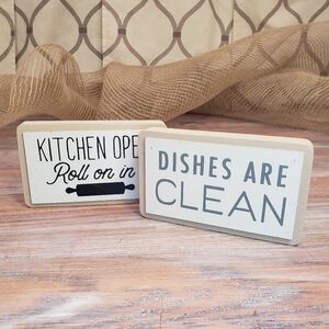 Decorative Kitchen Blocks Set of 2 Dishes Clean/Dirty & Kitchen Open/Closed